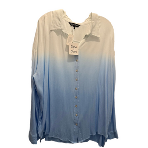DAVI & DANI Women's White to Blue Gradient Button-Down Shirt